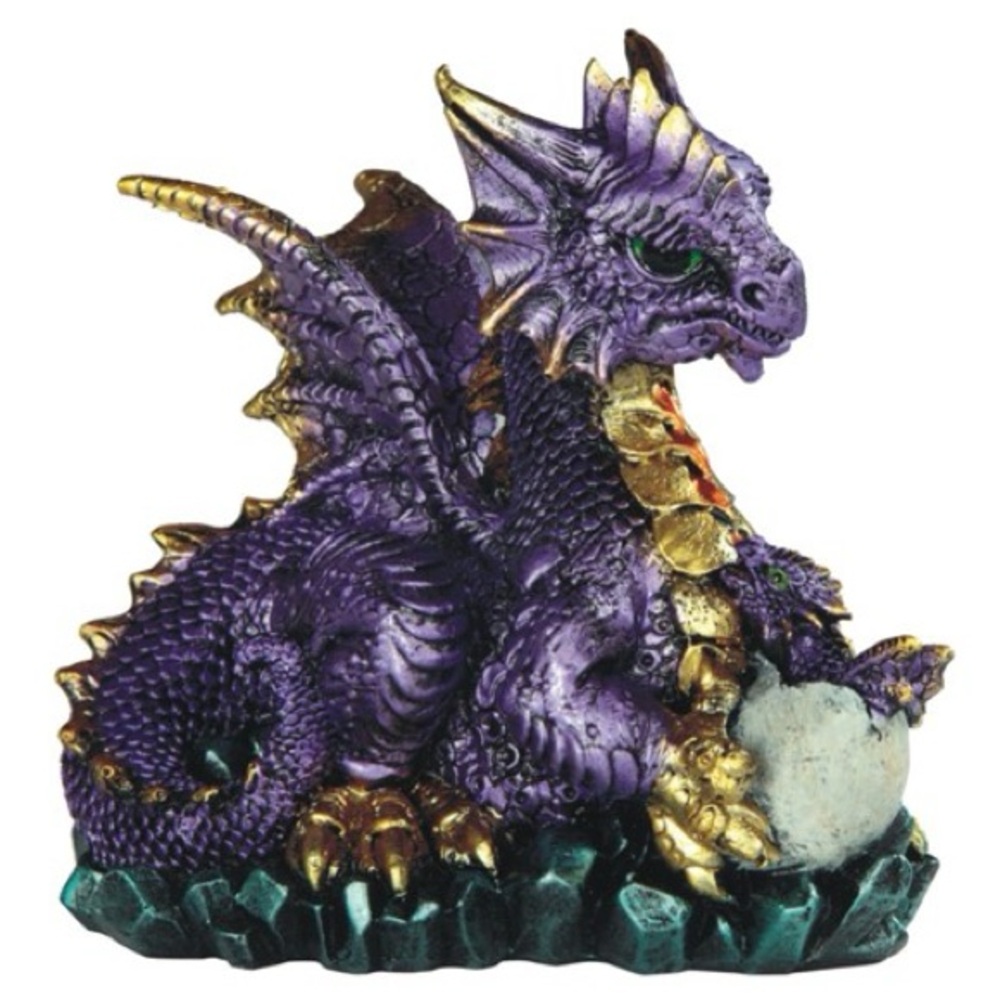 Purple and Gold Iridescent Dragon Figurine